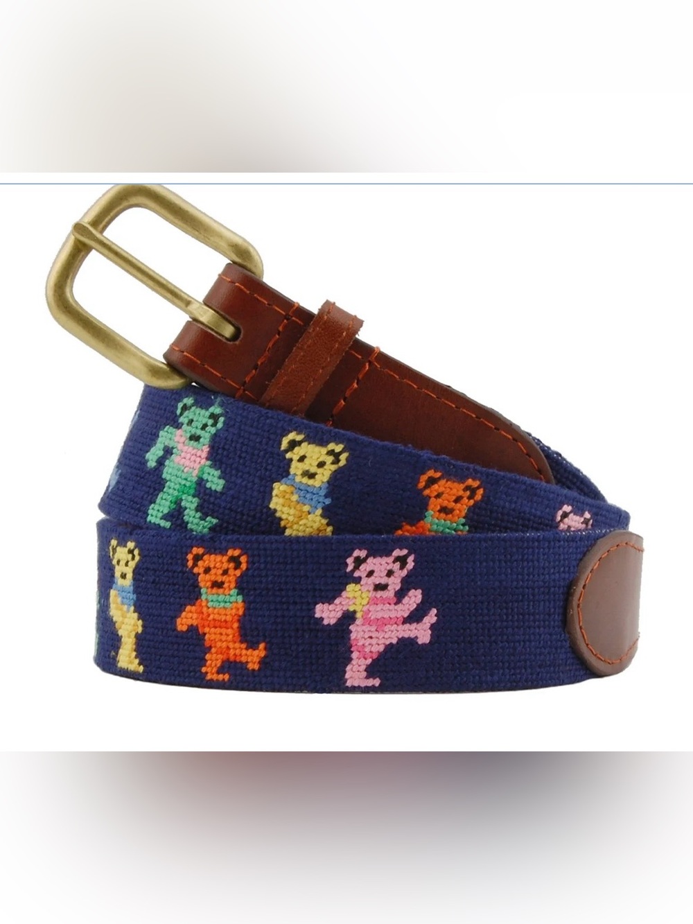 Smathers & Branson Italian Leather & Hand-Stitched Dancing Bears Men’s Belt - 38
